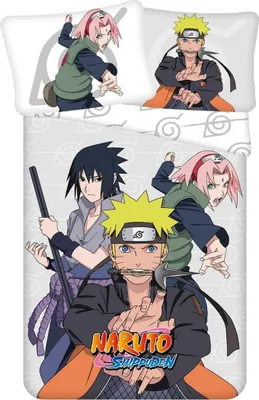 Obrázek produktu pro Jerry Fabrics Bavlněné povlečení 140x200 Naruto šedý barevný povlak na polštář 70x90 JF24