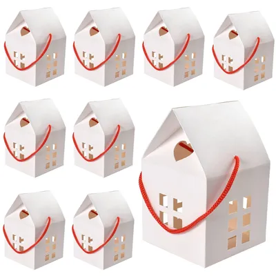 Produktbild von Geschenkboxen 26 Stück - Kraftpapier - Süßigkeitenschachteln - Tortenbox - Geschenkverpackung - 300g Weißkarton - 8 x 8 x 7,5 cm