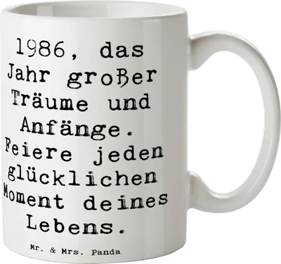Produktbild von Mr. & Mrs. Panda Tasse Spruch 1986 Geburtstag - Weiß - Geschenk, Kaffeetasse, Trinkbecher, Lebensfreude, Pott, Happy Birthday, Alter, Kaffeebecher, Erinnerungen, Teetasse