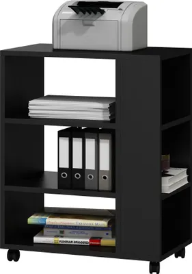 Produktbild von MATKAM Multifunktionaler Druckertisch mit Rollen, B60 x H74 x T40 cm, belastbar bis zu 65 kg (Schwarz)