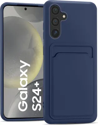 Produktbild von Conie Schutzhülle für Samsung Galaxy S24 Plus mit Kartenfach Tasche Case Cover Bumper Silikon Hülle in Blau