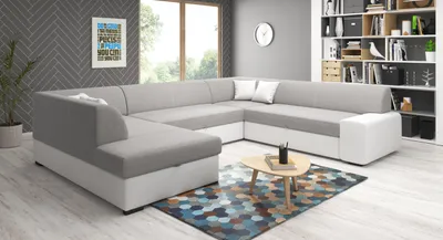 Obrázek produktu pro Sedací souprava do U VALTRUDA - bílá / šedá, levý roh