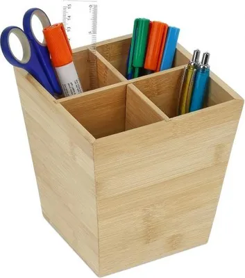 Image de Porte-stylo en bambou 4 compartiments