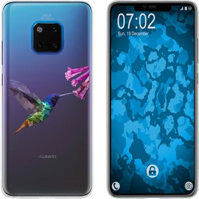 Produktbild von PhoneNatic Case kompatibel mit Huawei Mate 20 Pro Silikon-Hülle Vektor Tiere Kolibri M3
