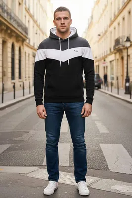 Produktbild von Reslad Kapuzenpullover RS-1008 Schwarz-Anthrazit 3XL