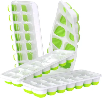 Produktbild von Eiswürfelform 2 Pack, Eiswürfelbehälter mit Deckel 28 Eiswürfel Leicht Lösen, Eiswurfelform Silikon BPA Frei und LFGB , Stapelbar,  Grün