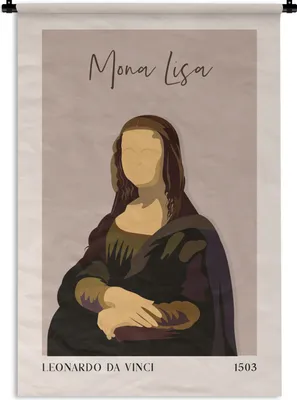Produktbild von MuchoWow® Wandteppich Wandbehang Mona Lisa - Rosa - Alte Meister 60x90 cm Tapisserie Dekoration Wandtuch - Foto-Teppich - Abwaschbar