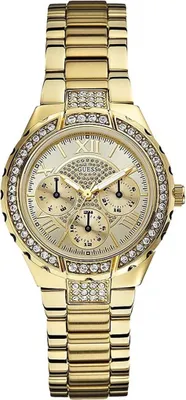 Image de Montre pour femme Guess Viva, dorée, en acier inoxydable