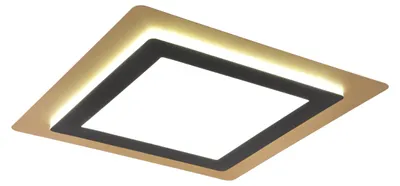 Image de Plafonnier LED carré avec télécommande MORGAN noir et or - nuances dorées 46 W Nuances de blanc 6000 lm métal dim. : 45 x 45 x 45 cm IP20 Trio