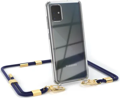 Produktbild von EAZY CASE Handykette für Samsung Galaxy A51, Transparente Silikonhülle mit Band, Clear Case, abnehmbar in  Blau