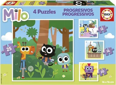 Produktbild von Educa - Milo, 4in1 Puzzleset mit 12/16/20/25 Teilen, Puzzle für Kinder ab 3 Jahr