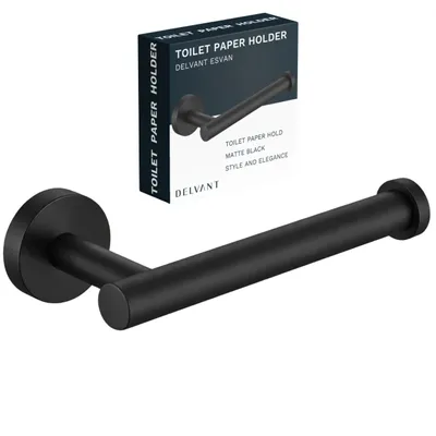 Obrázek produktu pro Delvant ESVAN držák na toaletní papír kovový černý matný nástěnná montáž nerezový koupelnový držák pro velké role moderní design kuchyně
