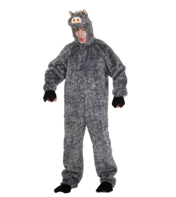 Wildschwein Kostüm Keiler Kai für Herren Gr. 48-58 grau Tier Tierkostüm Fasching Karneval Mottoparty Unisex Eber Waldtier