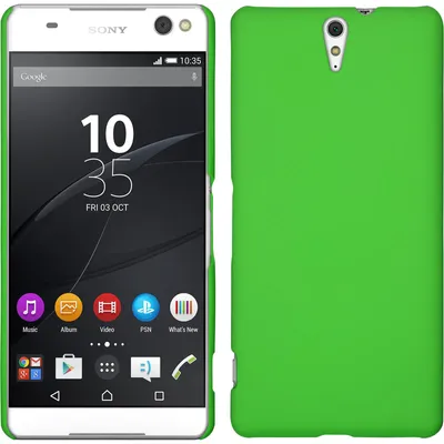 Produktbild von PhoneNatic Case kompatibel mit Sony Xperia C5 Ultra - Hülle grün gummiert Hard-case + 2 Schutzfolien