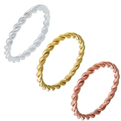 Produktbild von Ring gedreht: geflochtener Stapelring Silber 925 55 (17.5 mm Ø) Gold