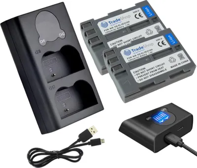 Produktbild von 3in1 Set: 2x Akku + USB-C Doppel Akku Dual LCD Schnell-Ladegerät für 2 Akkus kompatibel mit Nikon D80 D80s D90 D200 D200s D300 D700 D900 D100 D300s