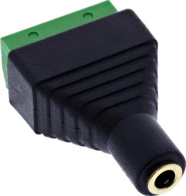 Produktbild von InLine 92504K, 3,5 mm Klinke 4-pol TRRS / Terminalblock 4 Klemmen, Schwarz, Grün, Buchse/Buchse, Gerade, 26/16, 300 V
