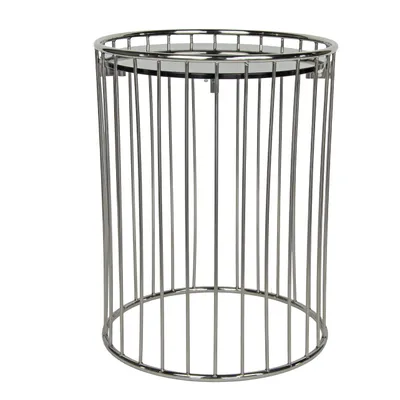 Produktbild von Kleiner Couchtisch rund Ø35 cm – Glasplatte Schwarz, Chromgestell, Loft Stil