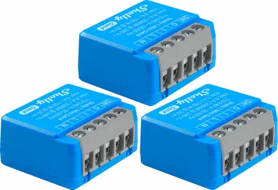 Produktbild von SHELLY Relais 1 Mini Gen4, 8 A, WLAN, Bluetooth, blau, 3 Stück