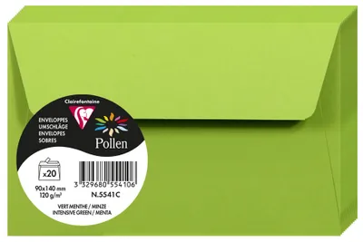 Imagen del producto de Sobres Clairefontaine Pollen, tamaño 90x140 mm, color menta