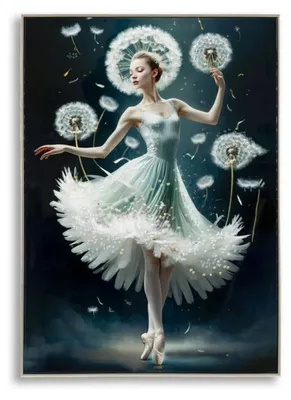 Produktbild von Leinwandbild Dancing B Ballerina mit Pusteblumen, 72x102 cm