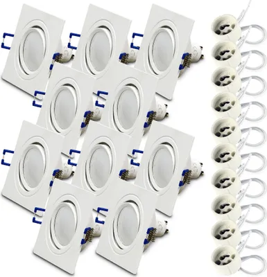 Obrázek produktu pro 10x vestavné bodové svítidlo SET RIK.13 otočné bílé hranaté GU10 7W neutrální bílé