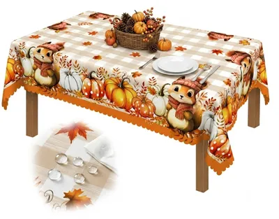 Productafbeelding van Rechthoekige tafelkleed, polyester, met herfstmotief, 140 x 180 cm, geschikt voor de keuken