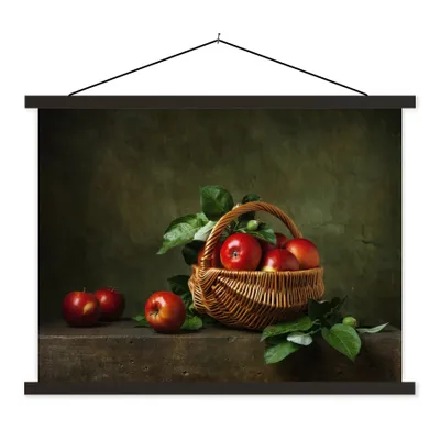 Produktbild von MuchoWow® Textilposter Rustikal - Apfel - Obst - Rot - Korb - Stilleben 150x113 cm mit schwarzem Rahmen - Wohnzimmer