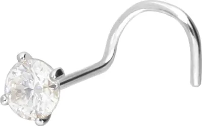 Produktbild von Nasenpiercing, Nasenstecker 14/18 Karat Gold Nasenstecker Spirale EINGEFASSTER MOISSANIT 18 Karat | WeißGold Kristallgröße: 3mm