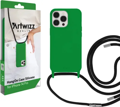 Produktbild von ARTWIZZ HangOn Case Silicone für iPhone 14 Pro - Handykette aus Silikon, Grass Green (Grün)