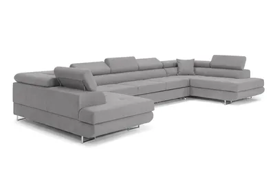 Produktbild von Ecksofa mit Schlaffunktion und Bettkasten PASTI XXL U-Form, Couch, Eckcouch für Ihr Wohnzimmer, Hellgrau