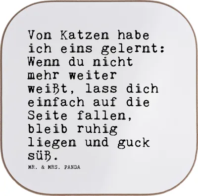 Produktbild von Mr. & Mrs. Panda Holzuntersetzer Von Katzen habe ich... - Weiß - Geschenk, Coaster, Untersetzer Gläser, Katze, schön, Tischschoner, Glas, Sprüche, Tassenuntersetzer