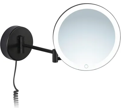 LED-Wandspiegel 7x Vergrößerung, schwarz, dimmbar, 32 cm Arm