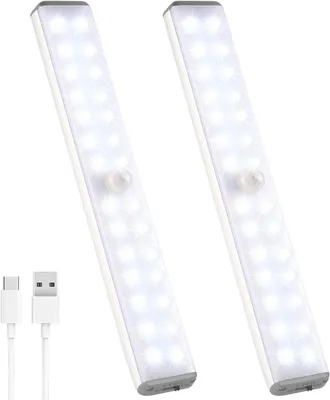 Produktbild von Schrankbeleuchtung mit Sensor – Nachttischlampe – Beleuchtung für dunkle Räume – Wiederaufladbar mit Bewegungsmelder – 28 LEDs – Weiß