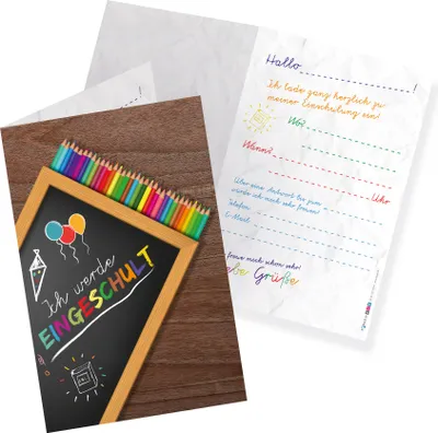 Produktbild von itenga 12x Klappkarte Einladungskarten Schulanfang Einschulung A6