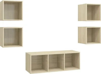 Imagen del producto de vidaXL Juego de 5 muebles para televisión, estilo Sonoma, en madera contrachapada