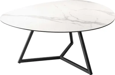 Produktbild von riess-ambiente Moderner Couchtisch MARVELOUS 90cm weiß schwarz Glas Marmor Keramik Wohnzimmer Beistelltisch Tisch