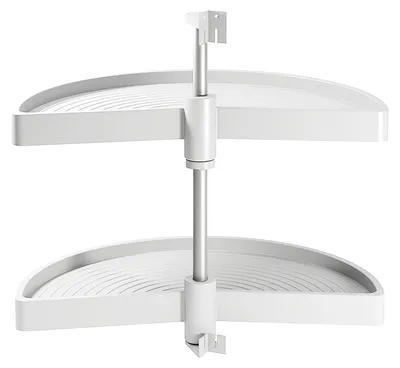 Zdjęcie produktu dla Emuca Zestaw półek obrotowych 1/2 Shelvo, do modułu 900 mm, Plastik i Aluminium, Biały