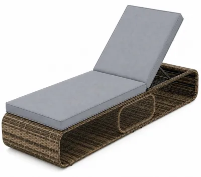 Produktbild von KOMFOTTEU Sonnenliege mit Auflage, Gartenliege aus Polyrattan, Liegestuhl mit 7 fach verstellbarer Rückenlehne, Relaxliege bis 180 kg belastbar, Outdoor Liege für Garten, Balkon & Terrasse