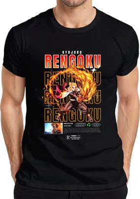 Produktbild von Rengoku Kyojuro Kimetsu no Yaiba Flamme Hashira Anime Geschenk Herren T-Shirt, Schwarz, S