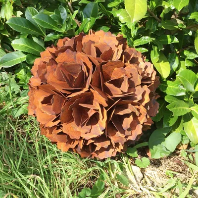 Produktbild von Blumenkugel 30 cm Edelrost Gartendeko Wetterfest Rost Ball Pusteblume Kugel Rosenkugel Gartenkugel