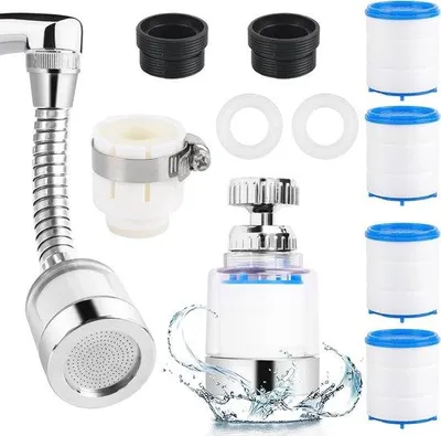 Produktbild von Drehbares 360-Grad-Wasserfilter für Küche und Bad - 4 Baumwollfilterelemente für optimale Reinigung