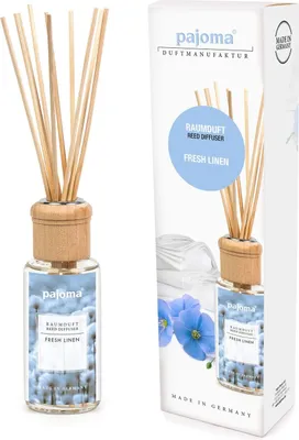 Zdjęcie produktu dla Zapach do pokoju Fresh Linen 100ml z 10 patyczkami rattanowymi Pajoma
