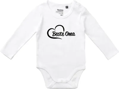 Produktbild von Huuraa Baby Body Beste Oma Herz 80 White  Baumwolle Fairtrade Langarmbody Geschenkidee