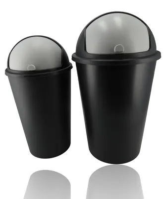Immagine prodotto di Set di due contenitori per rifiuti da 25 litri e 50 litri, in plastica, colore nero, con coperchio, per la cucina