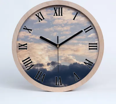 Produktbild von Holzuhr 25fi cm wanduhr - schwarze Spitzen - Wolken im Himmel