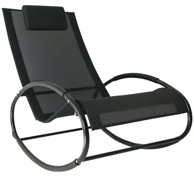 Produktbild von Zero-Gravity-Gartenschaukelstuhl mit Kissen und atmungsaktivem Bezug, 105 x 62 x 88 cm, schwarz