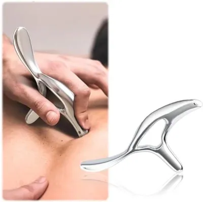 Produktbild von PolkaHome® Triggerpunkt-Massagegerät – Tiefengewebsmassage aus Edelstahl, 20 x 10 x 0,9 cm, Silber