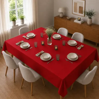 Immagine prodotto di Tovaglia 130 x 250 cm per tavolo da cucina e da pranzo in rosso scuro