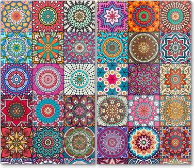 Produktbild von DEQORI Herdabdeckplatte Glas 2-tlg 'Orientalische Muster' Herd Abdeckung Küche